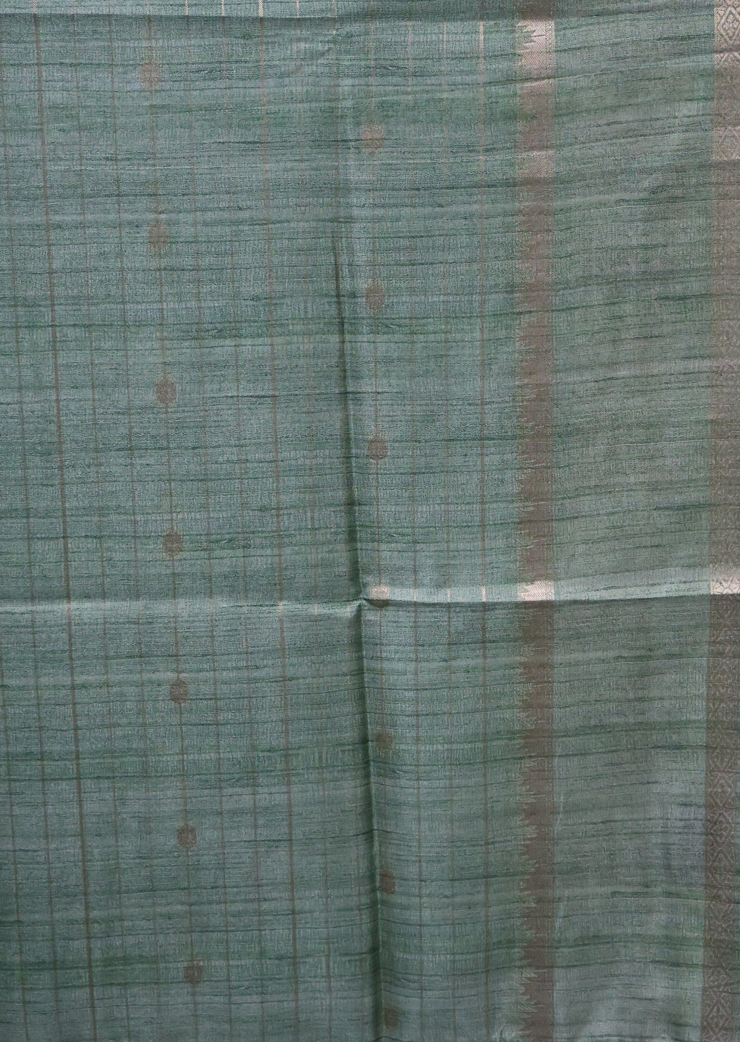 Semi Tussar Saree-Green Maharaja Print
