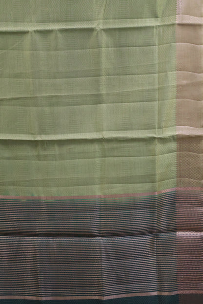 Semi Tussar Saree-Green Muted Body Print