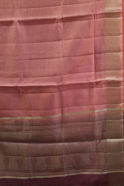 Semi Tussar Saree-Pale Orange Muted Body Print