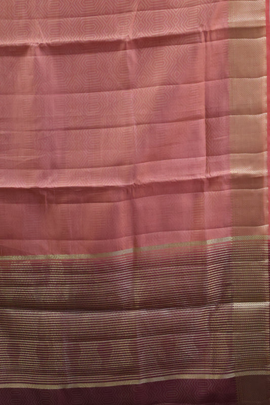 Semi Tussar Saree-Pale Orange Muted Body Print
