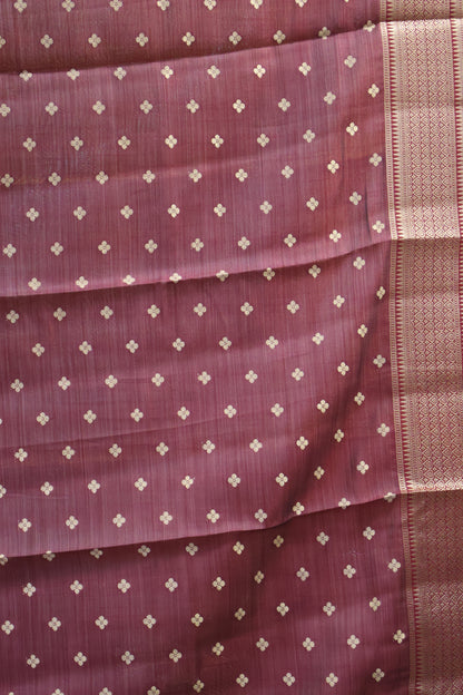 Semi Tussar Saree-Gold Dual Square Pattern