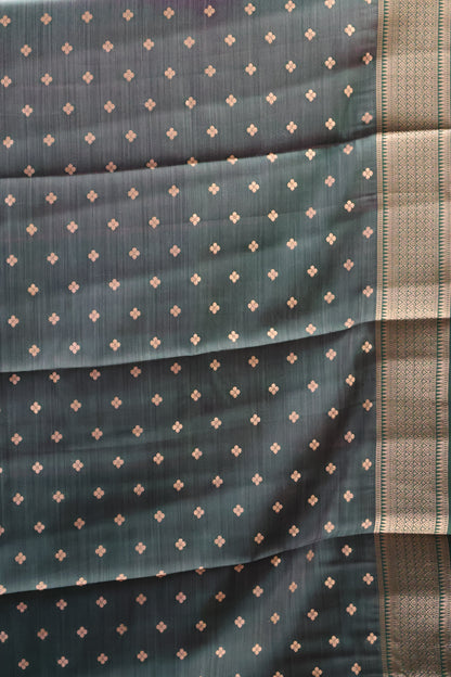 Semi Tussar Saree-Rani Pink Dual Square Pattern