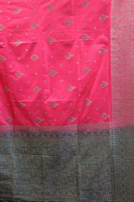 Soft Tussar Saree-Dark Pink Creeper Flower Design
