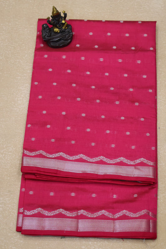 Semi Tussar Saree-Pink Small Round Buta