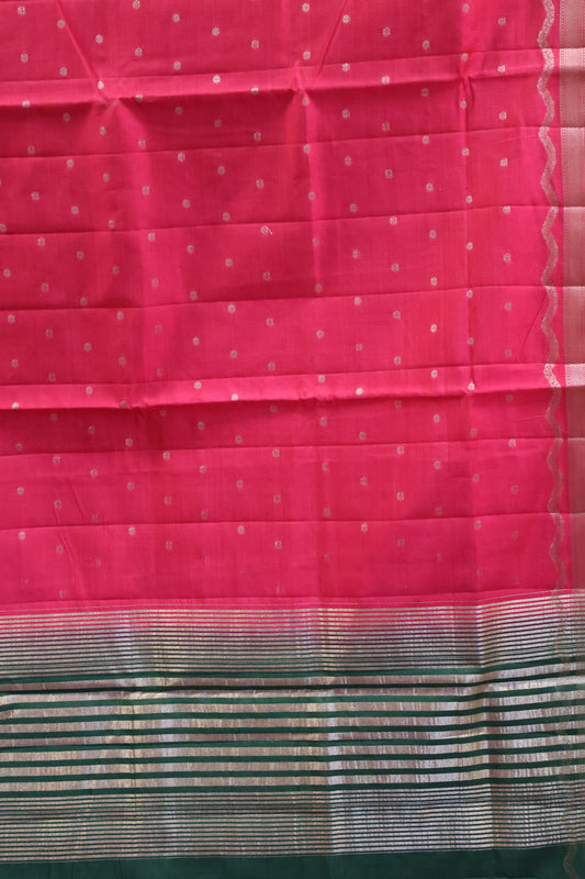 Semi Tussar Saree-Pink Small Round Buta
