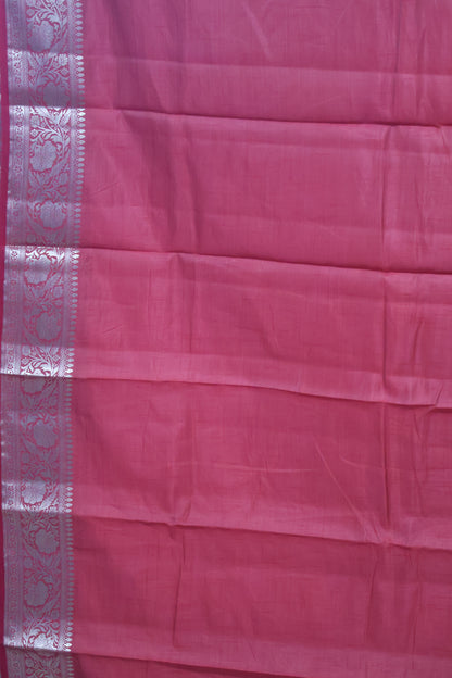 Semi Tussar Saree-Red Big Flower Border