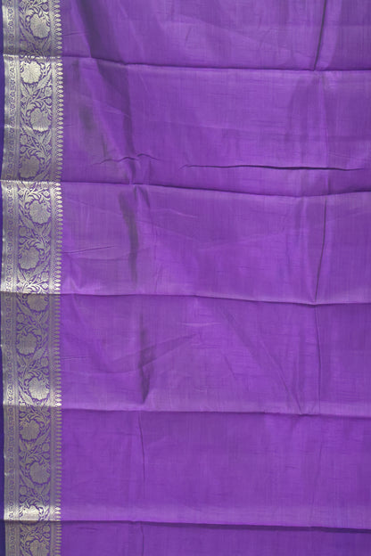 Semi Tussar Saree-Voilet Big Flower Border