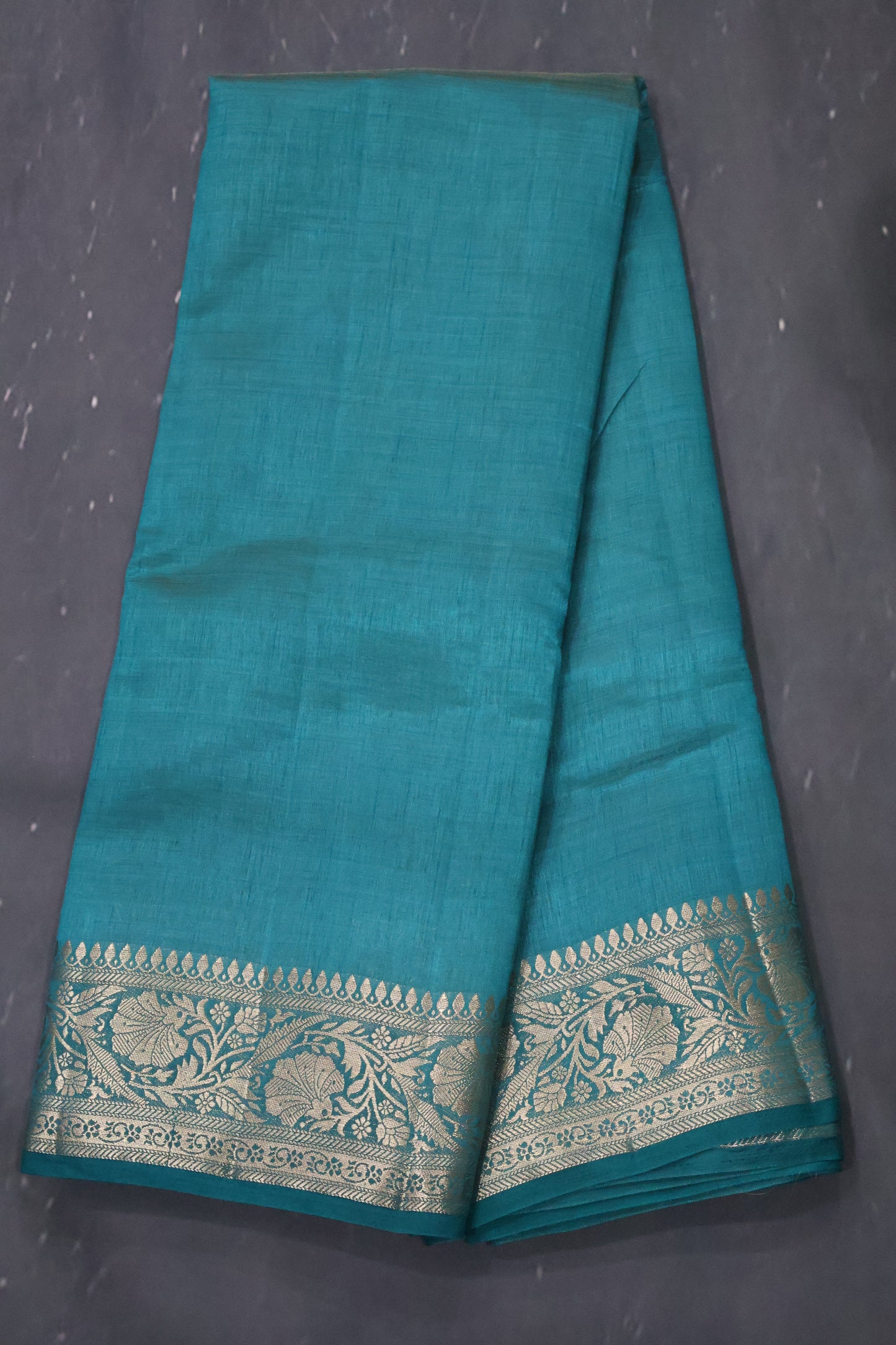 Semi Tussar Saree-Peacock Big Flower Border