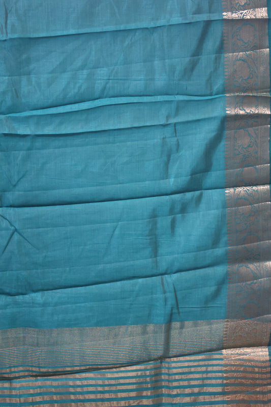 Semi Tussar Saree-Peacock Big Flower Border