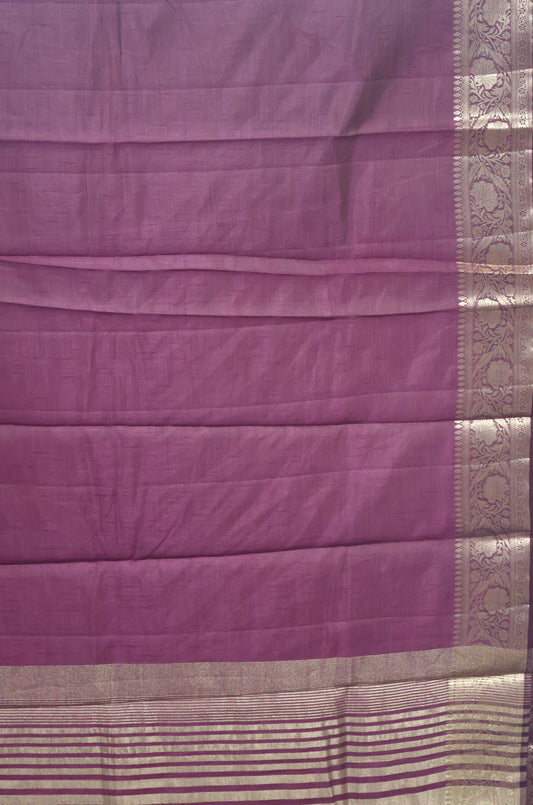 Semi Tussar Saree-Wine Big Flower Border
