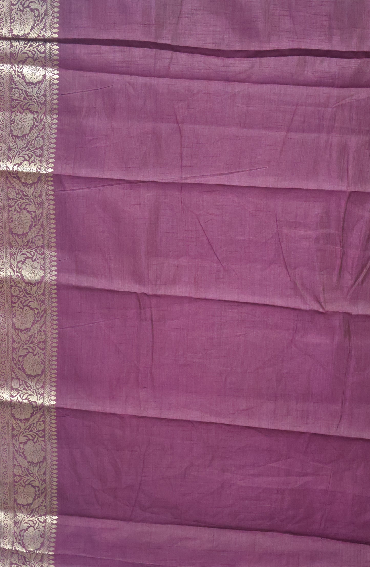 Semi Tussar Saree-Wine Big Flower Border