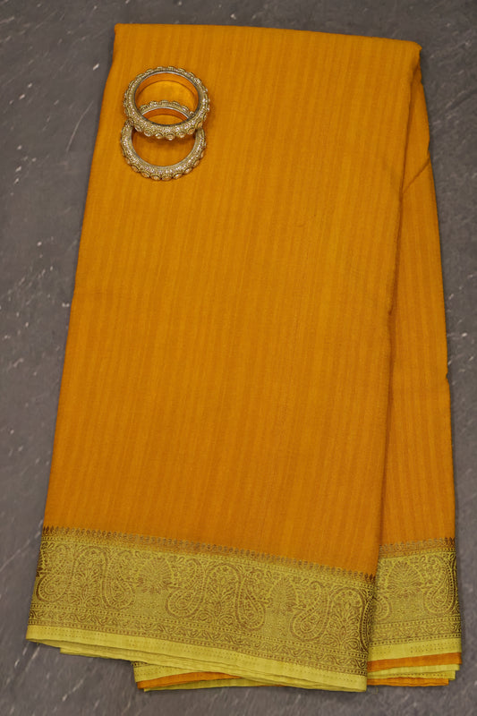 Banarasi Georgette Saree - Manag Border-Yellow