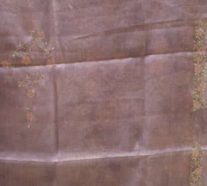 Tissue Linen Saree-Lite Purple Vineyard Floral Print