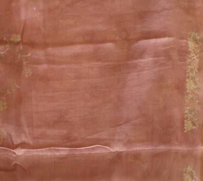 Tissue Linen Saree-Lite Pink Vineyard Floral Print
