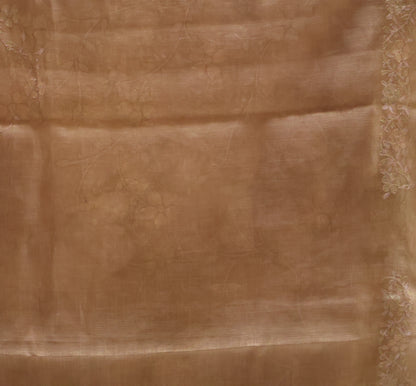 Tissue Linen Saree-Mustard Vineyard Floral Print