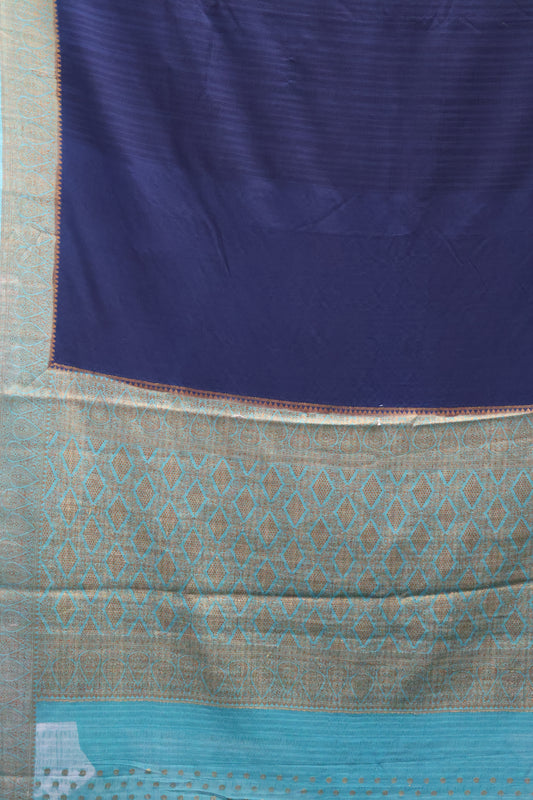 Banarasi Georgette Saree -Thilagam Border-Peacock Blue