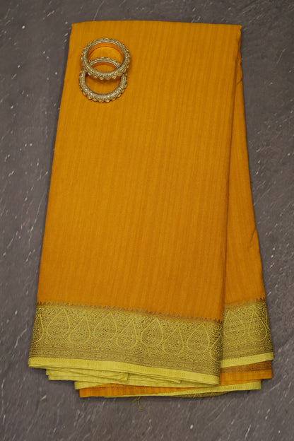 Banarasi Georgette Saree -Thilagam Border-Yellow
