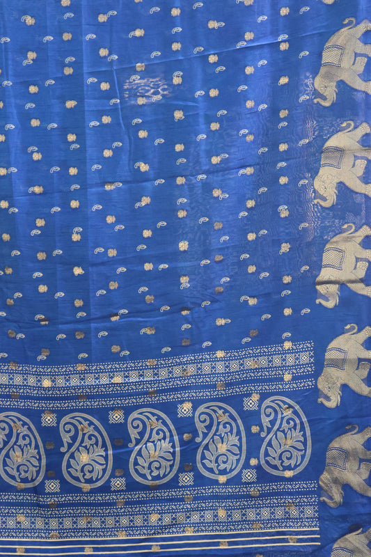 Mango Silk- Blue Elephant Buta