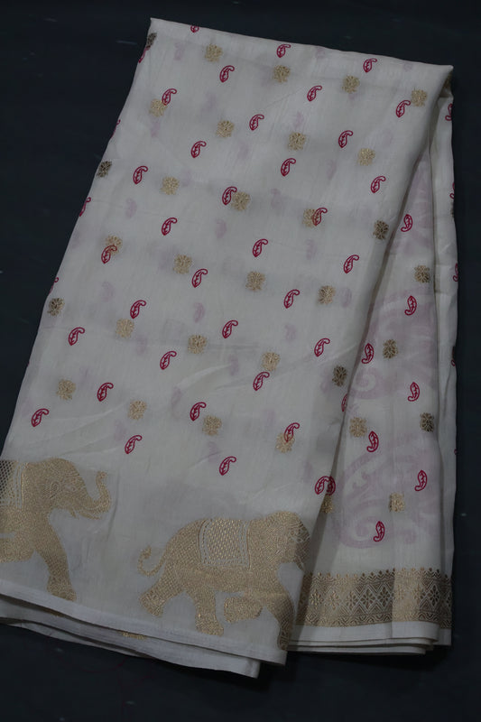 Mango Silk - Off white Elephant Butta