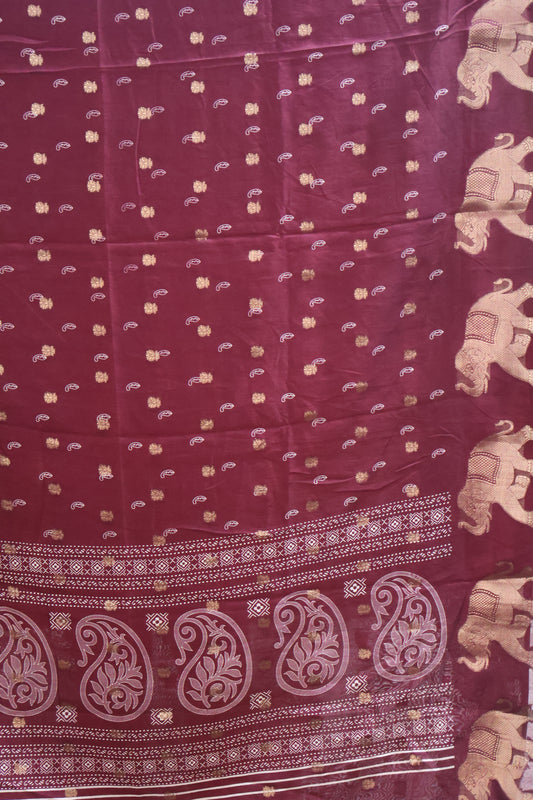 Mango silk - Maroon Elephant Butta