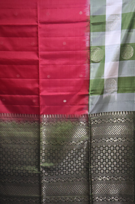 Pure Kanjivaram Saree - Red Checks