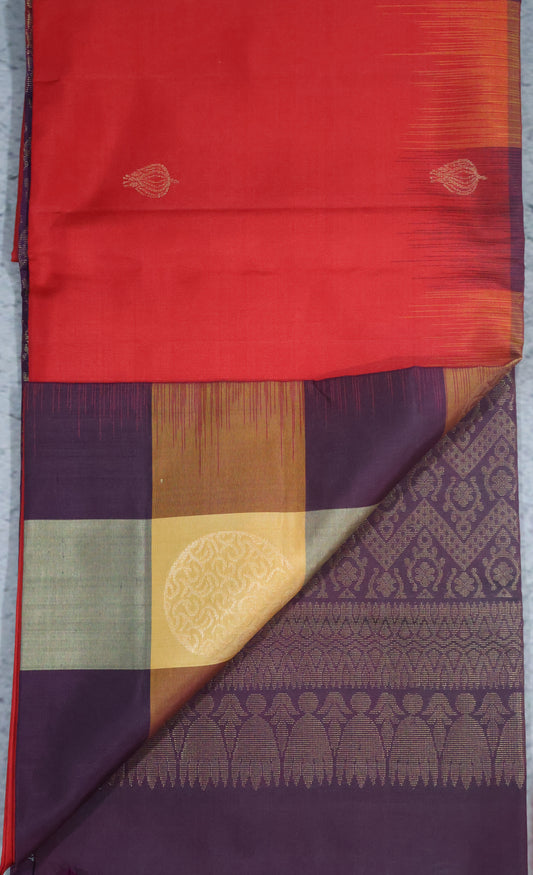 Pure Kanjivaram Saree - Red Checks