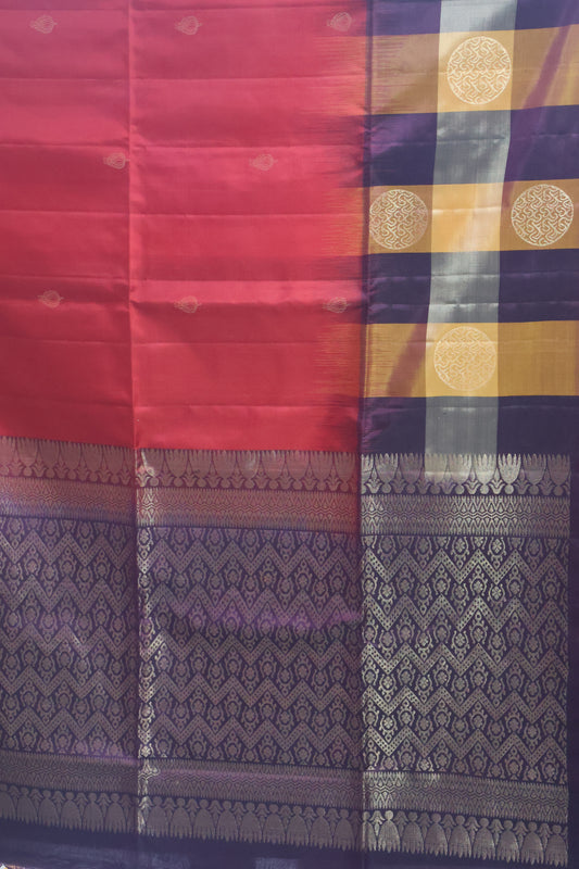 Pure Kanjivaram Saree - Red Checks