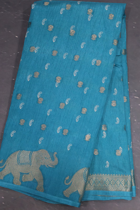 Mango Silk- Ramar Blue Elephant Butta