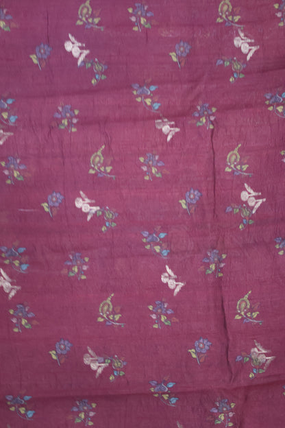Pure Tussar Saree -Maroon Kalamkari Border