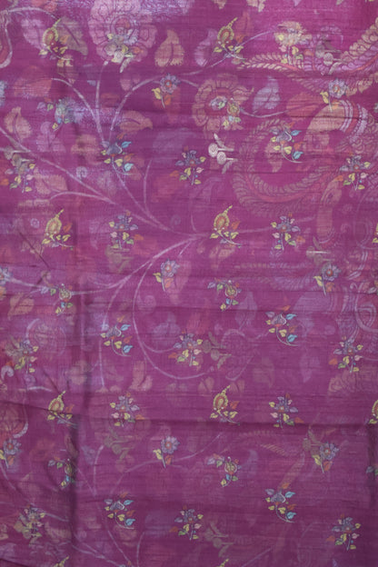 Pure Tussar Saree -Magenta Kalamkari Border