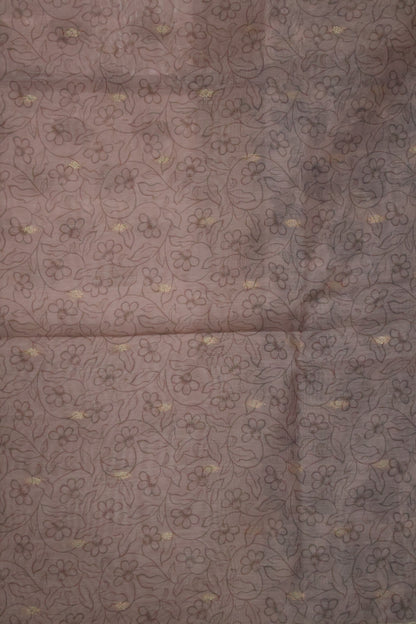 Banarasi Chanderi Saree-Lite Brown Leafy Flower Design