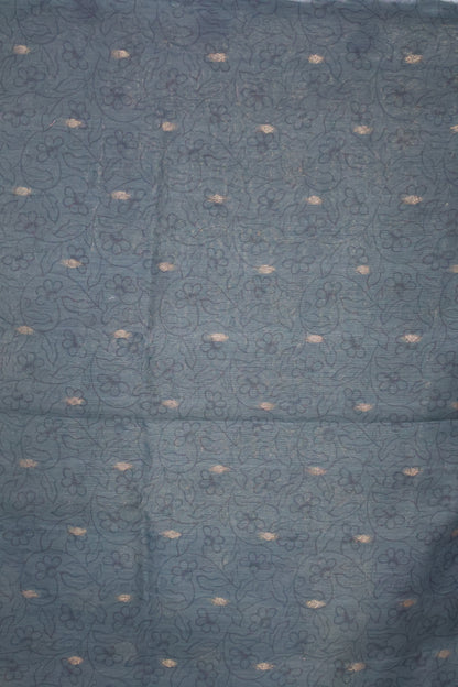 Banarasi Chanderi Saree-Blue Leafy Flower Design