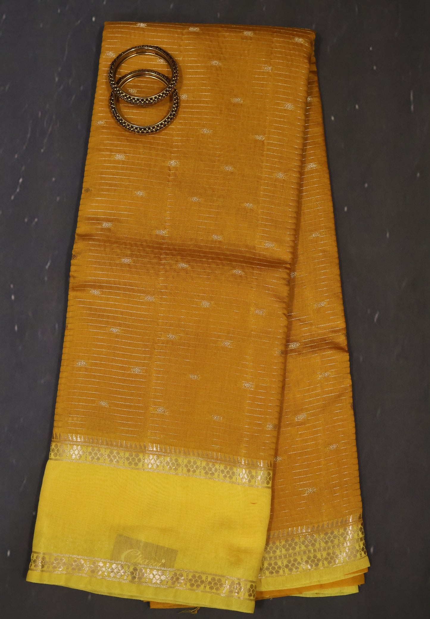 Viscose Saree- Mustard Floral Rettapet
