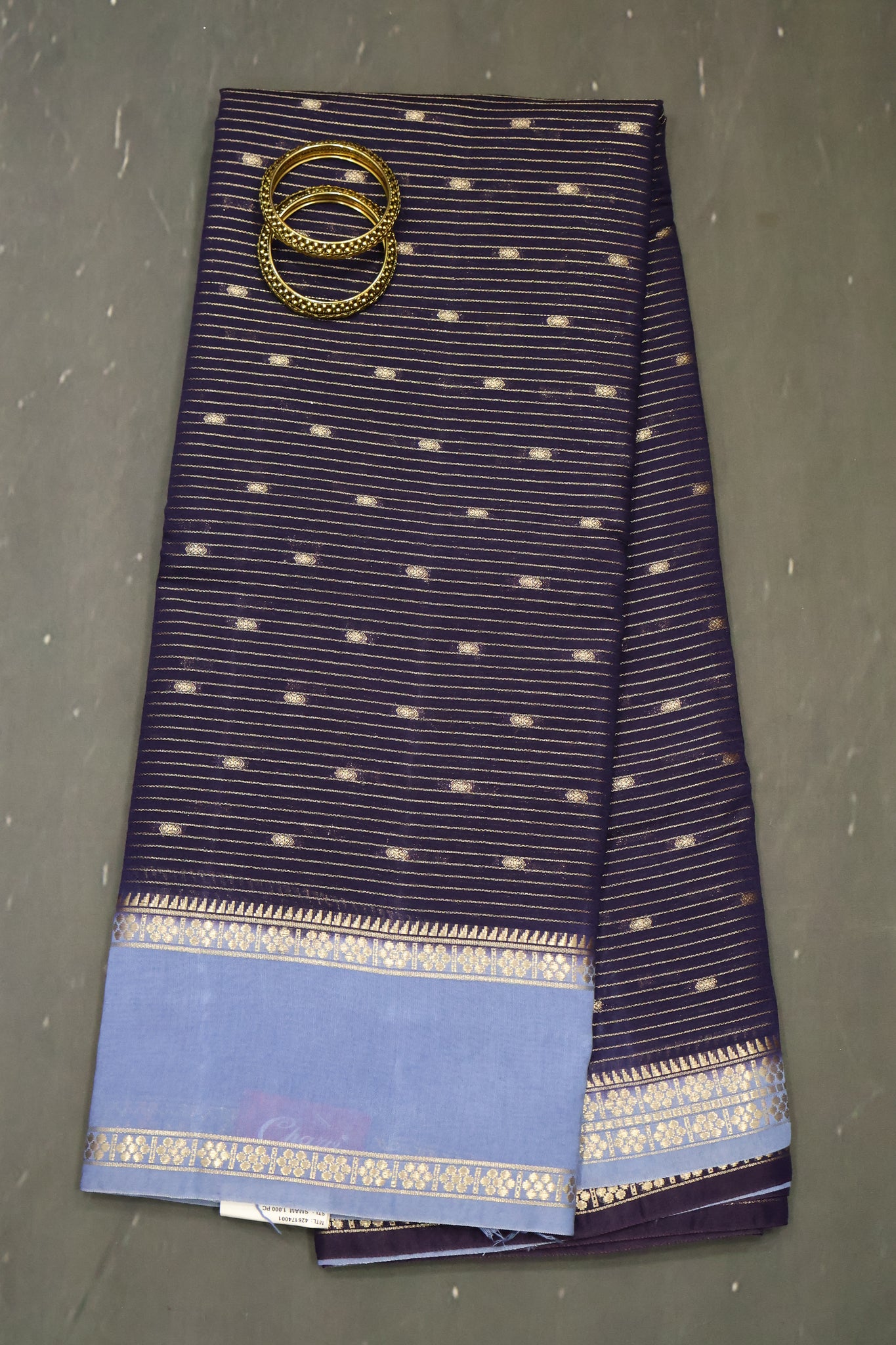 Viscose Saree-Navy Blue Floral pattern