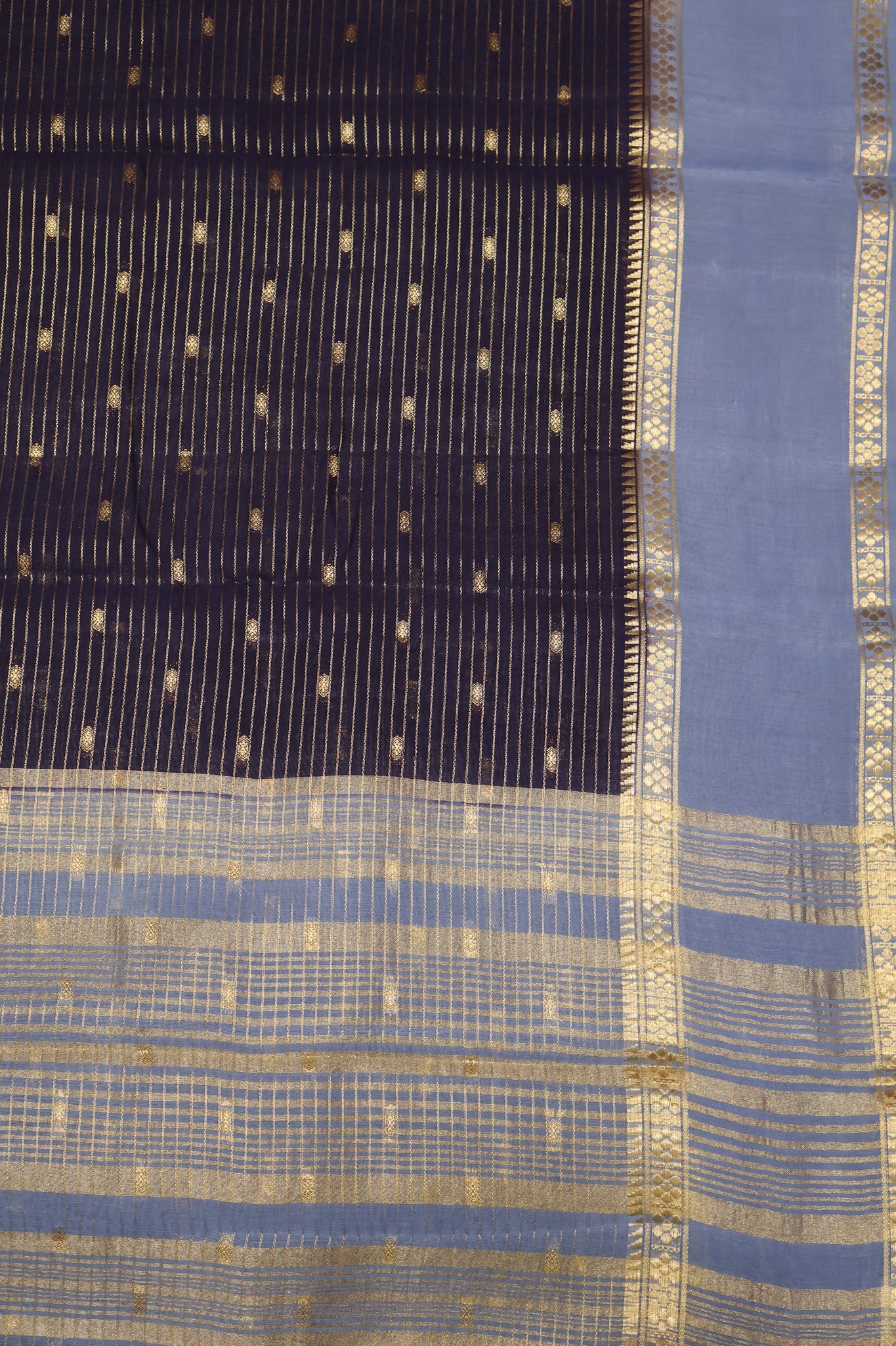 Viscose Saree-Navy Blue Floral pattern