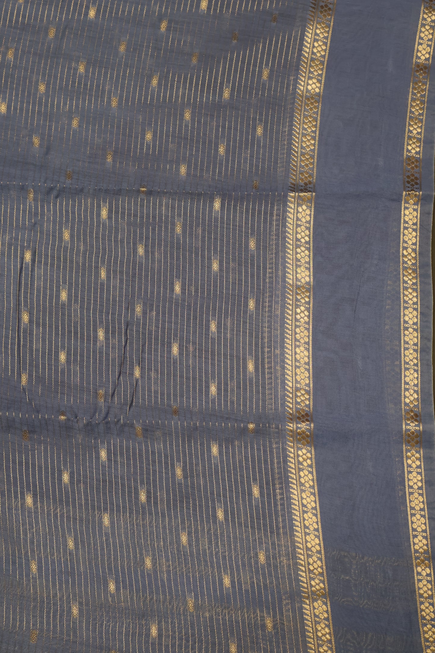 Viscose Saree-Navy Blue Floral pattern