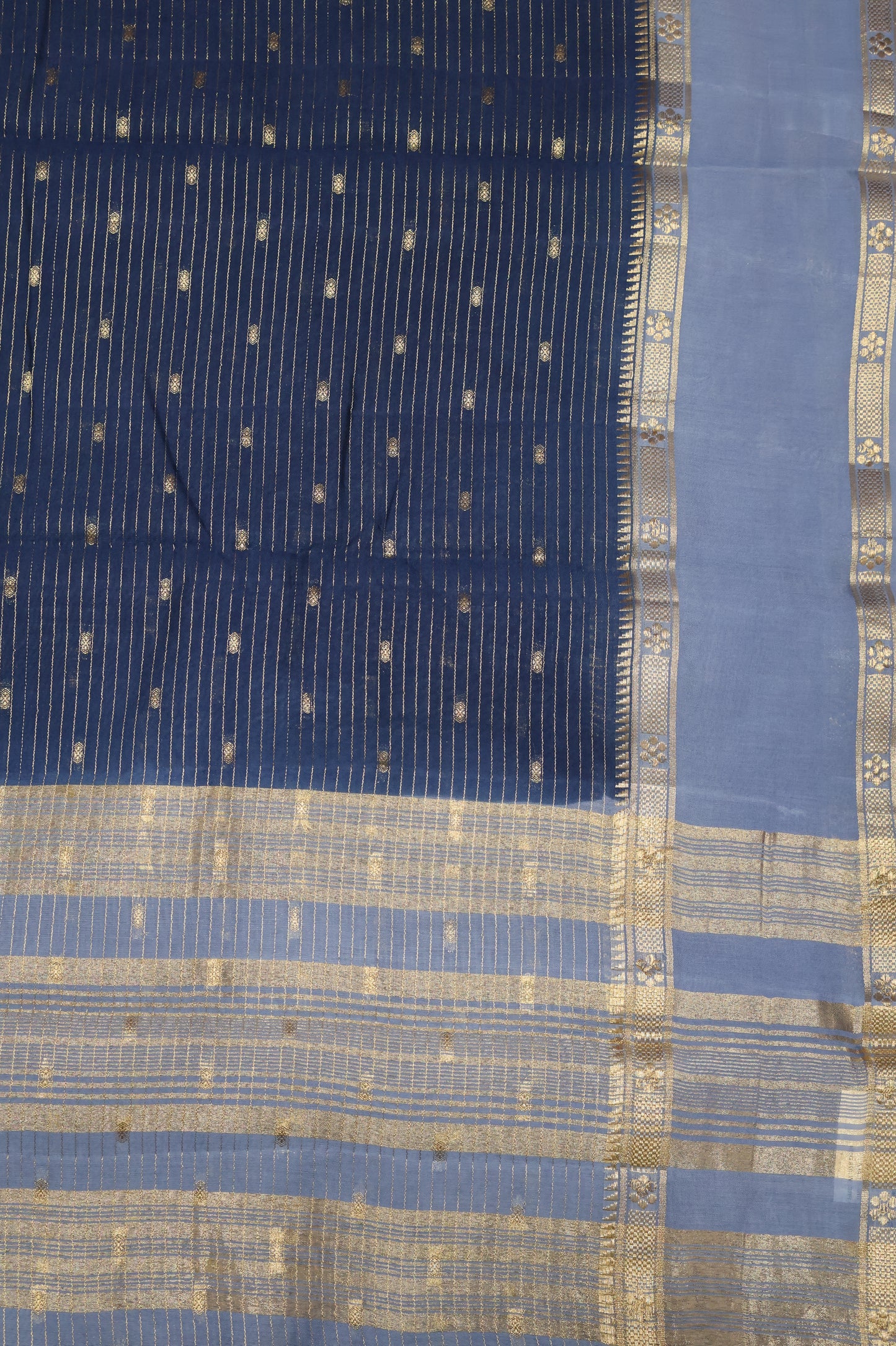 Viscose Saree-Peacock Blue Zari Buta