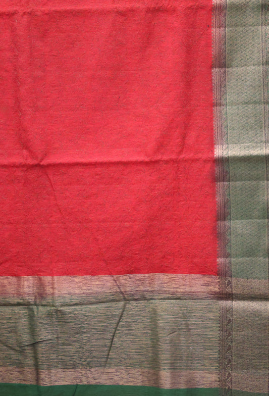 Bamboo Silk Saree-Dark Red Sunflower Design