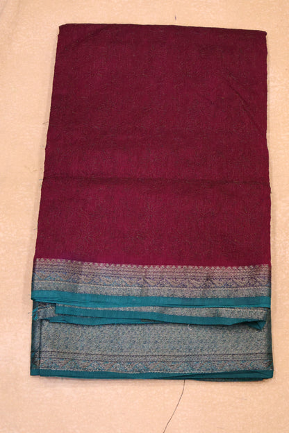 Bamboo Silk Saree-Wine Sunflower Design