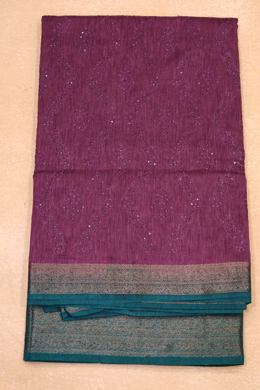 Bamboo Silk Saree-Purple Sequence Work