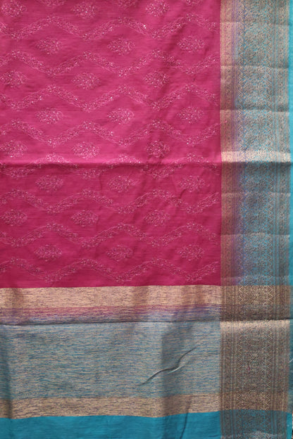 Bamboo Silk Saree-Wine Sequence Work