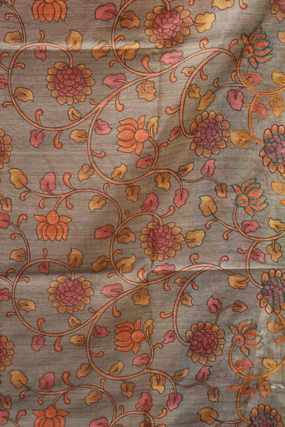 Fushion Kanjivaram Silk Saree-Orange Zig Zag Zari Work