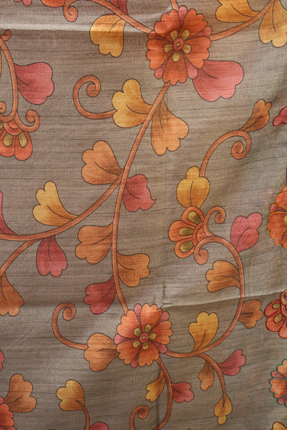 Fushion Kanjivaram Silk Saree-Orange Dimond Flower Work