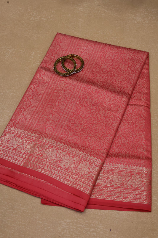 Banarasi Crepe Saree-Brocade Peach Pink