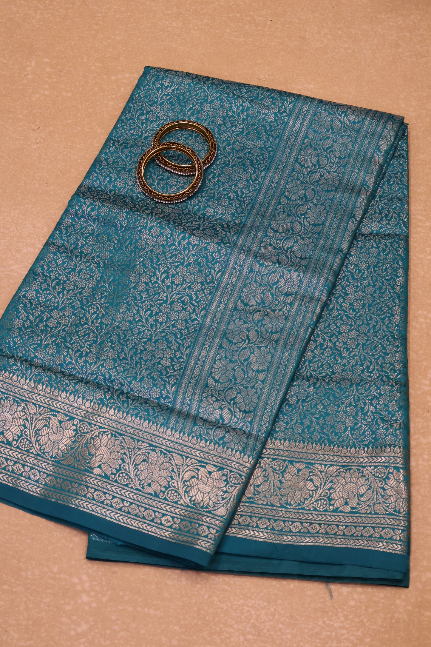 Banarasi Crepe Saree-Brocade Teal Green
