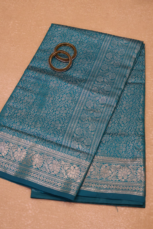 Banarasi Crepe Saree-Brocade Teal Green