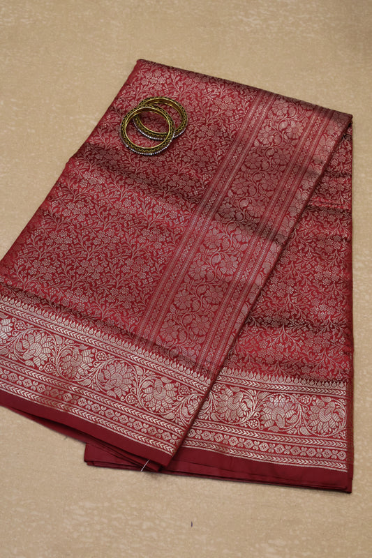 Banarasi Crepe Saree-Brocade Red
