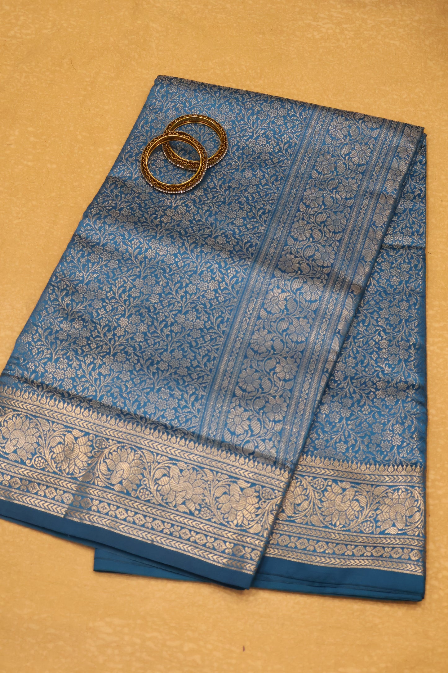 Banarasi Crepe Saree-Brocade Ramar Blue