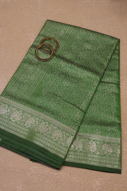 Banarasi Crepe Saree-Brocade Parrot Green