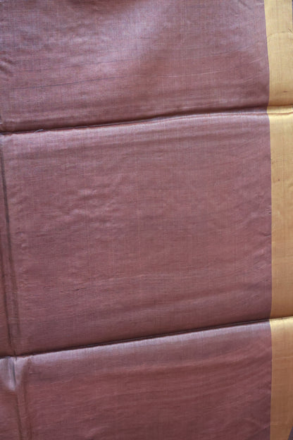 Pure Tussar Saree - Chocolate Brown Twin Pichwai Zari